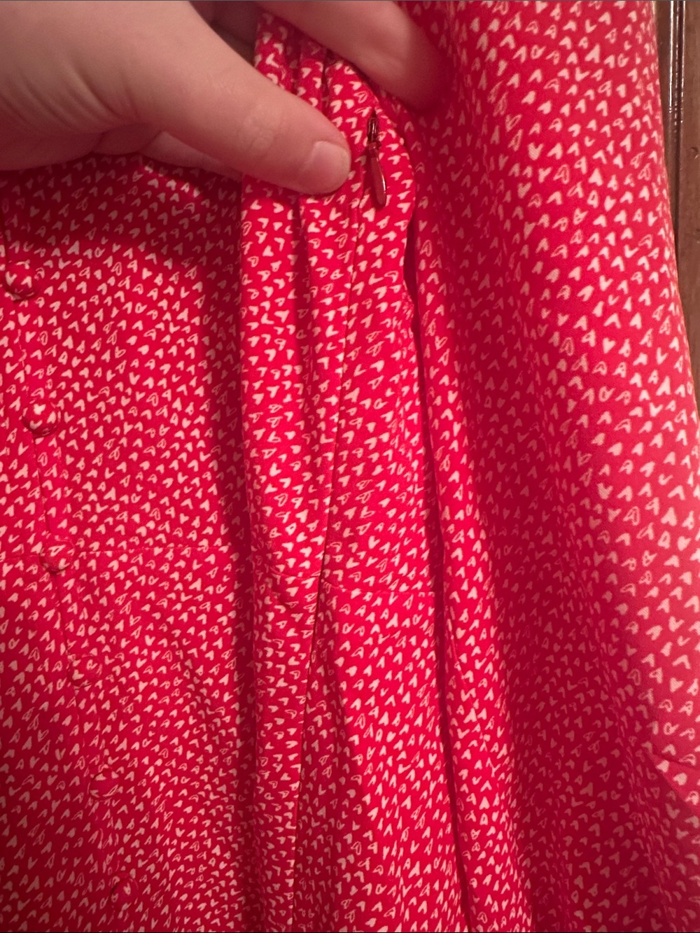NWT LOFT Women’s Sz 10 Red and White Heart Print Button-Front Fit & Flare Dress - Picture 11 of 14
